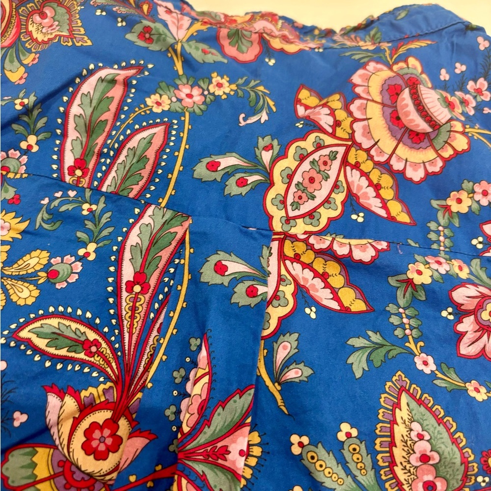 J. Crew Liberty Print Blouse size 2 blue paisley ruffle sleeveless layering - Picture 10 of 11